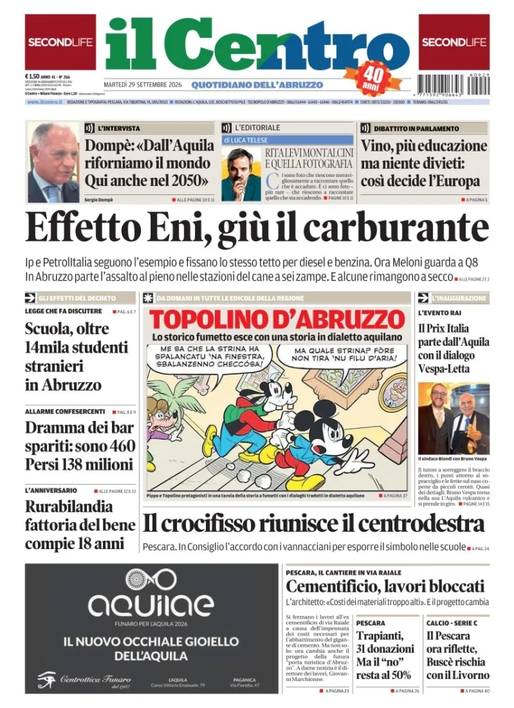Prima-pagina-il centro-oggi-edizione-del-2026-09-29
